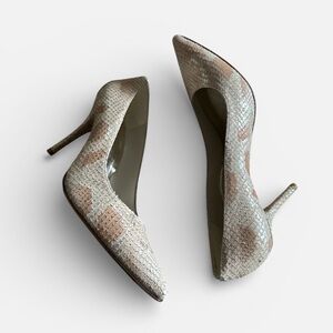 Stuart Weitzman Daisy Apricot Giboya‎ Snakeskin Textured Heels pumps Sz 12 new